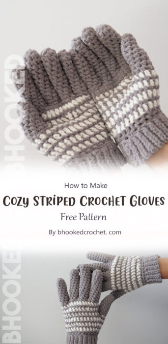 Cozy Striped Crochet Gloves By bhookedcrochet. com