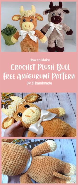 Crochet Plush Bull Free Amigurumi Pattern By Zi handmade