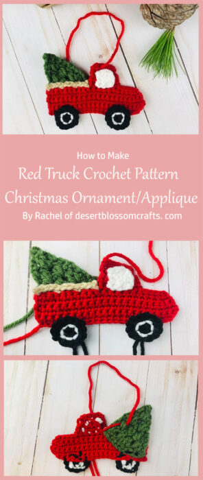 Free Red Truck Crochet Pattern - Christmas OrnamentApplique By Rachel of desertblossomcrafts. com