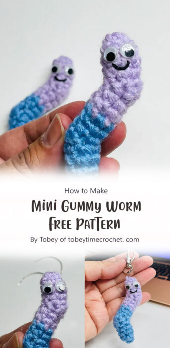 Mini Gummy Worm Free Pattern By Tobey of tobeytimecrochet. com
