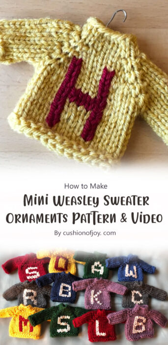 Mini Weasley Sweater Ornaments Pattern and Video By cushionofjoy. com