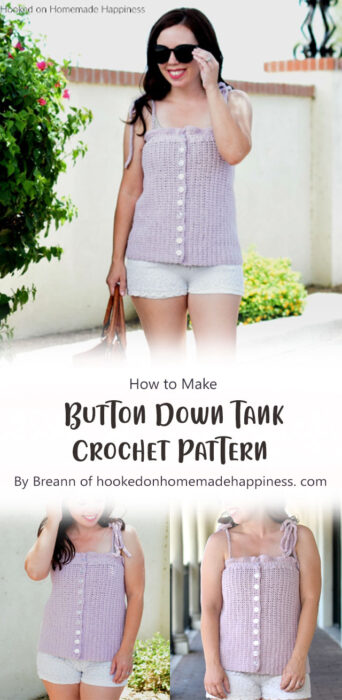 Button Down Tank Crochet Pattern By Breann of hookedonhomemadehappiness. com