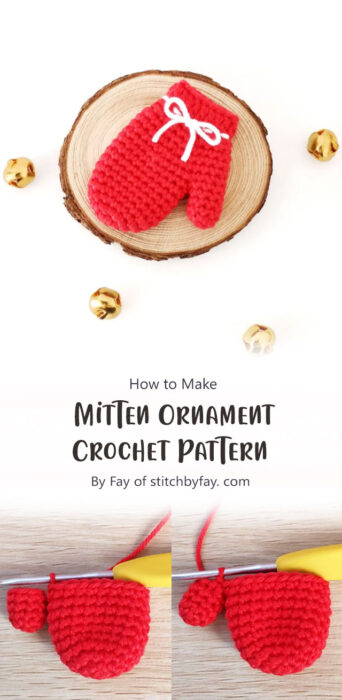 Mitten Ornament Crochet Pattern By Fay of stitchbyfay. com