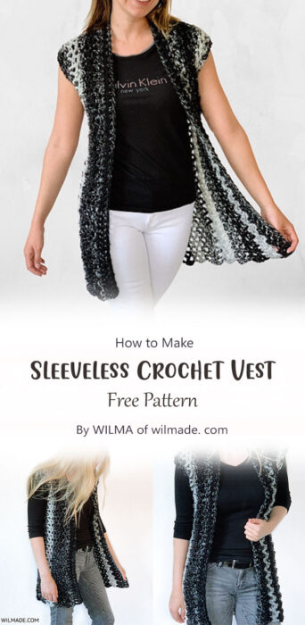Sleeveless Crochet Vest By WILMA of wilmade. com