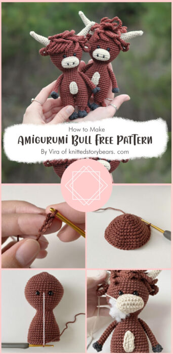 Amigurumi Crochet Bull Free Pattern By Vira of knittedstorybears. com