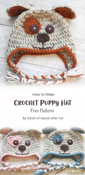 Crochet Puppy Hat Pattern By Sarah of repeat after me