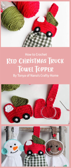 Red Christmas Truck Free Crochet Pattern Towel Topper By Tonya of Nana's Crafty Home