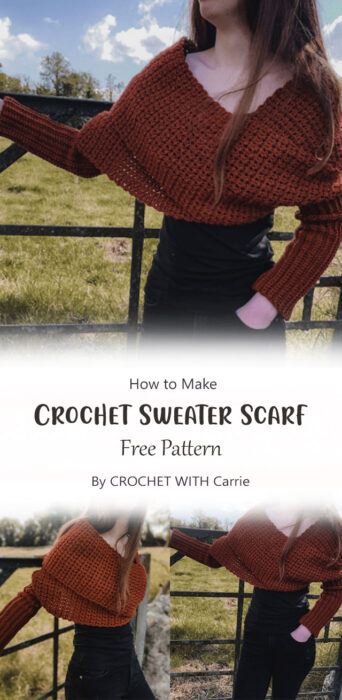 Crochet Sweater Scarf By CROCHET WITH Carrie