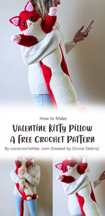 Valentine Kitty Pillow - A Free Crochet Pattern By cococrochetlee. com (hosted by Divine Debris)