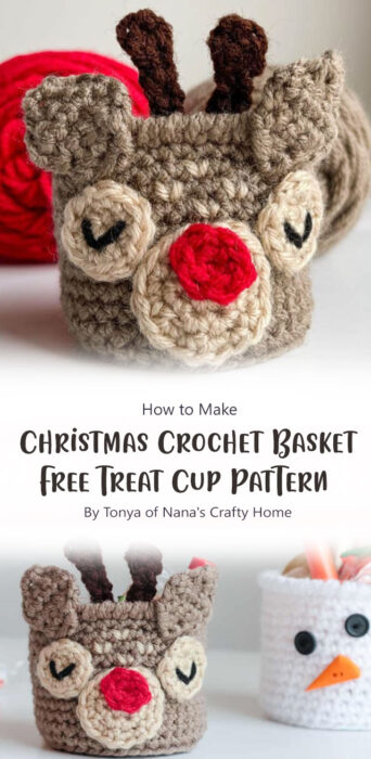 Christmas Crochet Basket Free Treat Cup Pattern By Tonya of Nana's Crafty Home