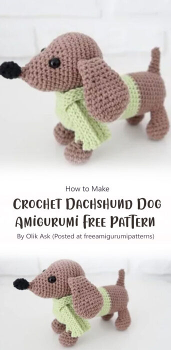 Crochet Dachshund Dog Amigurumi Free Pattern By Olik Ask (Posted at freeamigurumipatterns)
