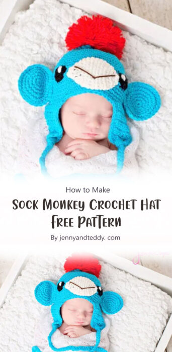Sock Monkey Crochet Hat-Free Pattern By jennyandteddy. com