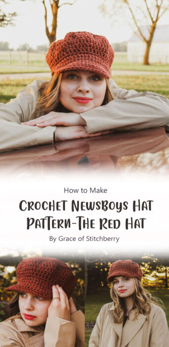 Crochet Newsboys Hat Pattern -The Red Hat By Grace of Stitchberry
