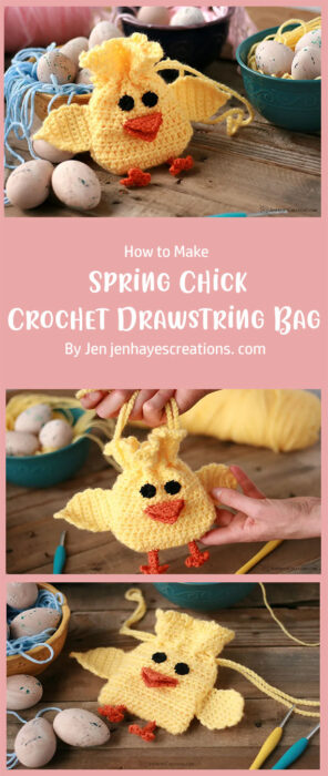 Spring Chick Crochet Drawstring Bag By Jen jenhayescreations. com