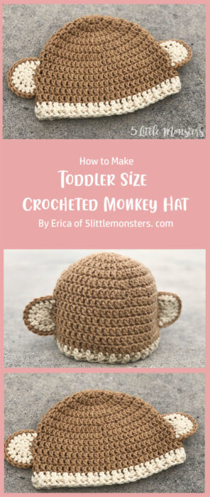 Toddler Size Crocheted Monkey Hat By Erica of 5littlemonsters. com