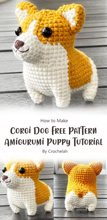 Crochet Corgi Dog Free Pattern - Amigurumi Puppy Tutorial By Crochelah