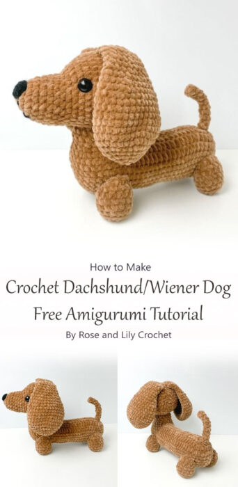 Crochet Dachshund/ Wiener Dog - Free Amigurumi By Rose and Lily Crochet