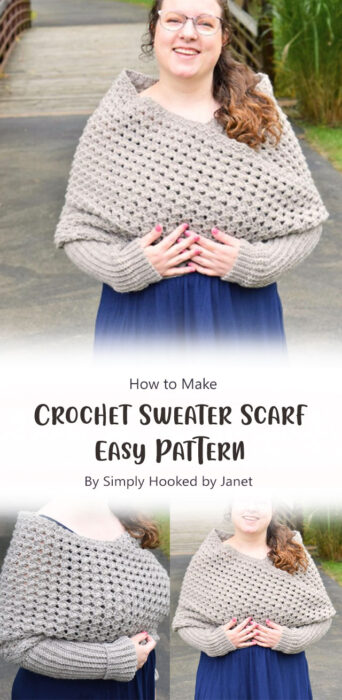 Crochet Your Own Sweater Scarf with This Easy Pattern By Simply Hooked by Janet