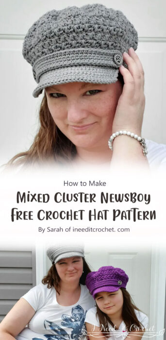 Mixed Cluster Newsboy - Free Crochet Hat Pattern By Sarah of ineeditcrochet. com
