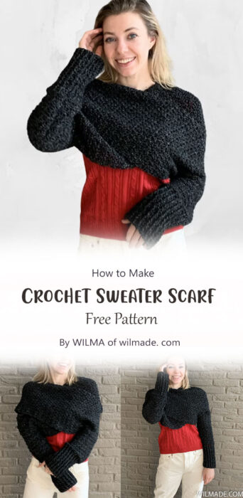 Crochet Sweater Scarf By WILMA of wilmade. com