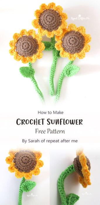 Crochet Sunflower By Sarah of repeat after me