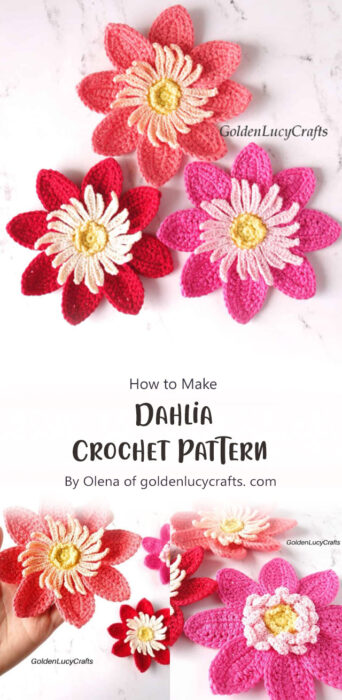 Dahlia Crochet Pattern By Olena of goldenlucycrafts. com