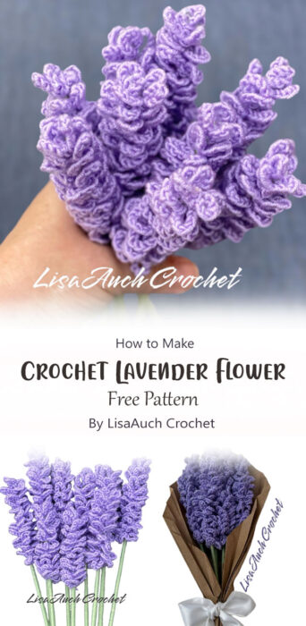 How to Crochet Lavender Flower By LisaAuch Crochet