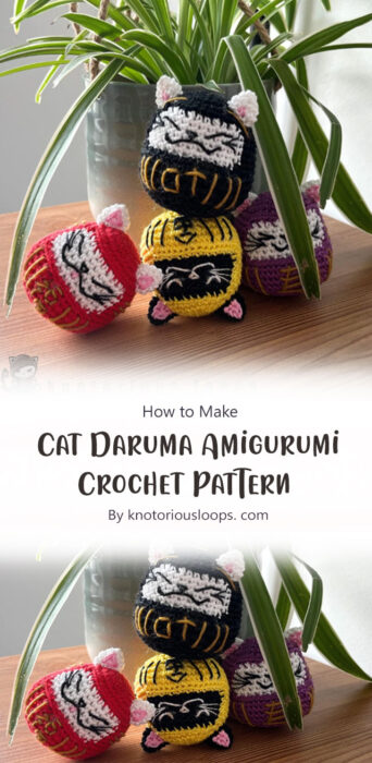 Cat Daruma Amigurumi Crochet Pattern By knotoriousloops. com