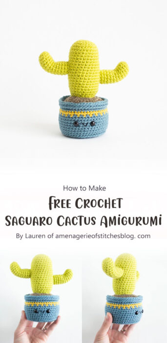 Free Crochet Saguaro Cactus Amigurumi By Lauren of amenagerieofstitchesblog. com