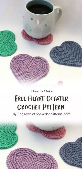 Free Heart Coaster Crochet Pattern By Ling Ryan of hookedonpatterns. com