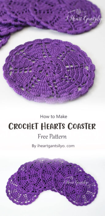 Crochet Hearts Coaster By iheartgantsilyo. com