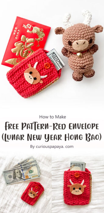 Free Crochet Pattern - Red Envelope (Lunar New Year Hong Bao) By curiouspapaya. com