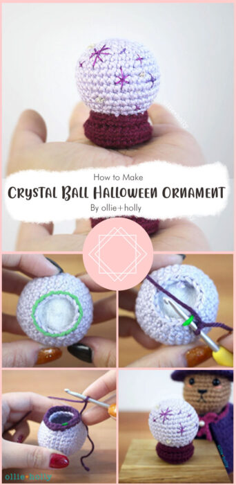 Free Crystal Ball Halloween Ornament Amigurumi Crochet Pattern By ollie+holly