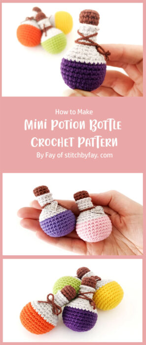 Mini Potion Bottle Crochet Pattern By Fay of stitchbyfay. com