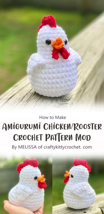 Amigurumi Chicken/Rooster - Crochet Pattern Mod By MELISSA of craftykittycrochet. com