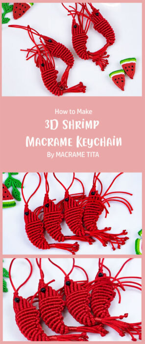3D Shrimp Macrame Keychain By MACRAME TITA
