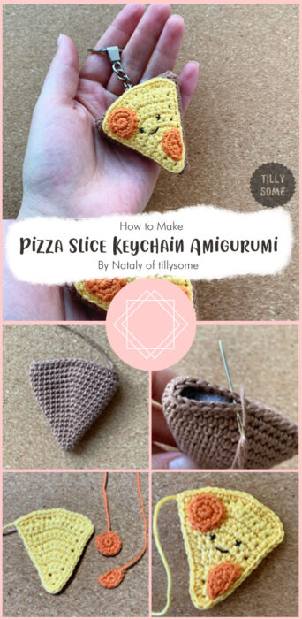 Pizza Slice Keychain Amigurumi - Free crochet pattern By Nataly of tillysome
