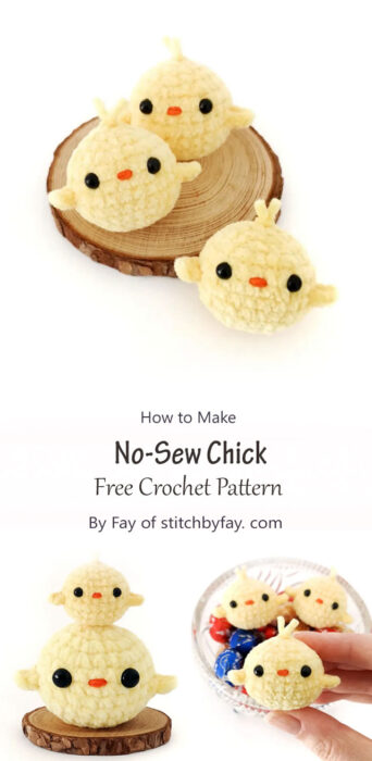 No-Sew Chick Crochet Pattern By Fay of stitchbyfay. com