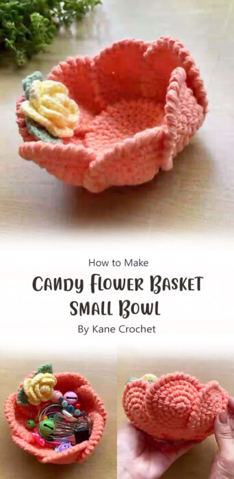 Crochet Basket - Candy Flower Basket Small Bowl By Kane Crochet