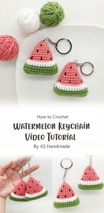 Crochet Watermelon Keychain Video Tutorial By JQ Handmade