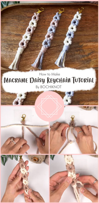How to Make a Macrame Daisy Keychain Tutorial By BOCHIKNOT