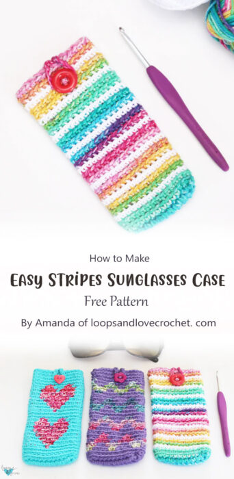 Easy Stripes Sunglasses Case By Amanda of loopsandlovecrochet. com