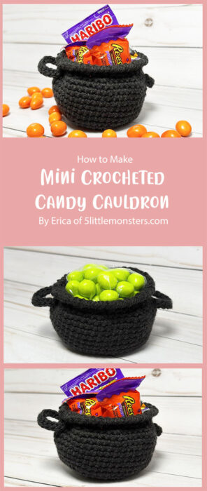 Mini Crocheted Candy Cauldron By Erica of 5littlemonsters. com